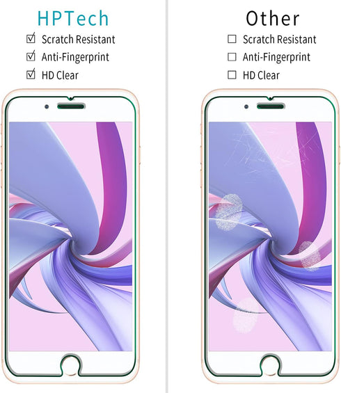 HPTech Tempered Glass Screen Protector (2 Pack) for iPhone 8 Plus, 7 Plus, 6S Plus, 6 Plus, 5.5-Inch