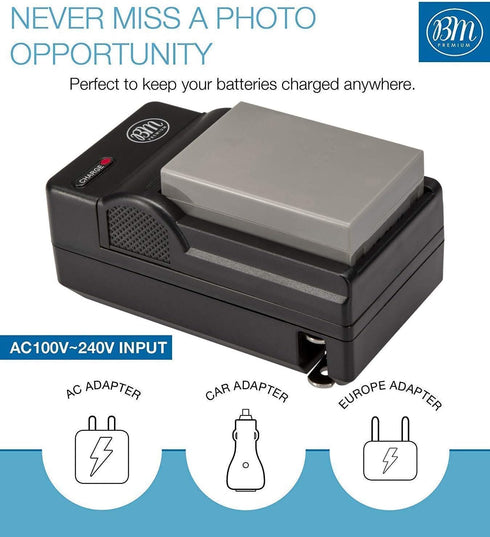 BM Premium BLS-50 Battery and Charger for Olympus OM-5, E-M5 III, E-M10 Series, Stylus 1 Cameras