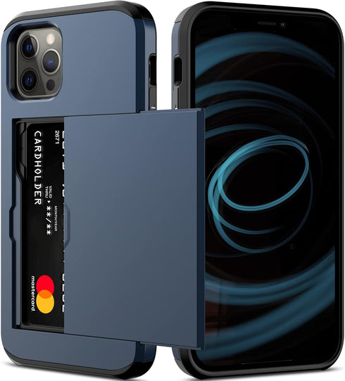 Nvollnoe for iPhone 12/iPhone 12 Pro Case with Card Holder Heavy Duty Protective