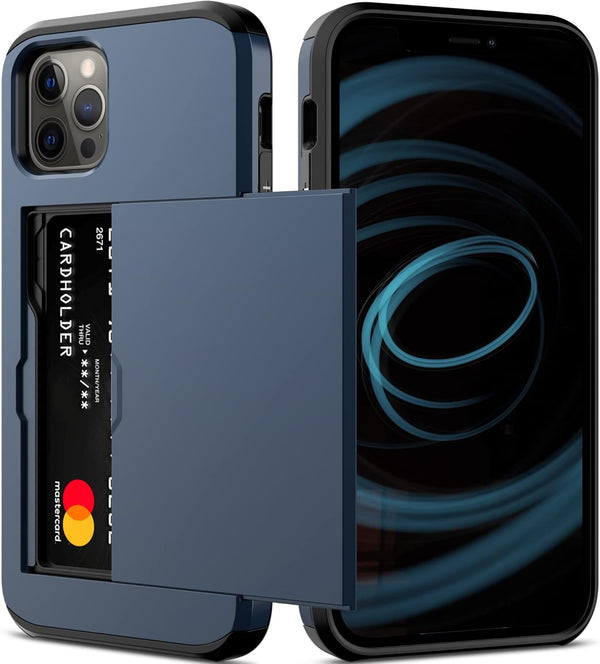 Nvollnoe for iPhone 12/iPhone 12 Pro Case with Card Holder Heavy Duty Protective
