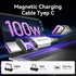 100W Magnetic Charging Cable Type C, 90 Magnetic USB C Charging Cable 3.3ft/Magnetic Phone Charger Cable/Magnetic Charger for Android/Data Transfer Cable for Type C, Micro USB, Nylon-Braided Cords