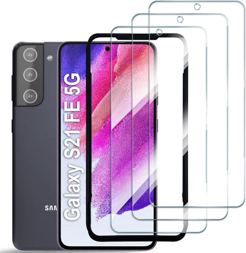AACL Tempered Glass Screen Protector for Samsung Galaxy S21 FE 5G, 6.4 Inch, Full Screen Coverage, 9H, 3 Pack