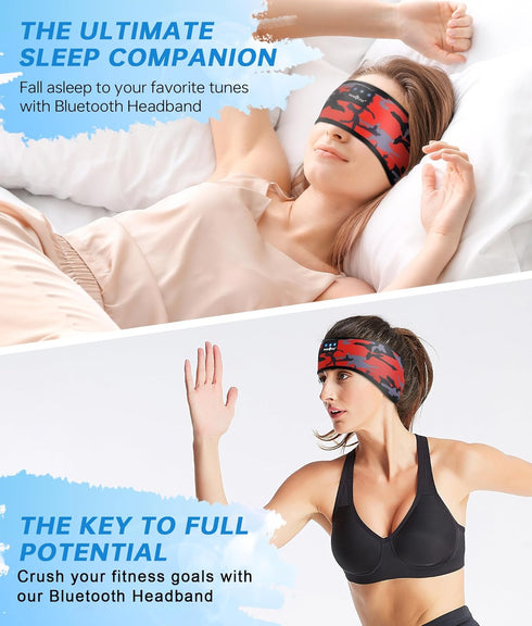 MUSICOZY Bluetooth Sleep Headphones Headband, Wireless Earbuds with Ultra-Thin HD Stereo Speaker