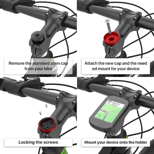Bike Stem Top Cap Mount for Garmin, Compatible with Garmin 25, 200, 130, 500, 510, 520, 800, 1000, Red