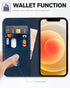 TUCCH Wallet Case for iPhone 12 Pro/iPhone 12 5G, PU Leather Folio with Kickstand, Card Slot, Dark Blue