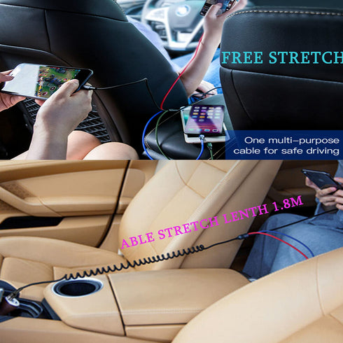 3 Pack 3 in 1 Nylon Braided Multifunction USB Charging Cable Set, Fast Charger Cords for Home, Office, Car.