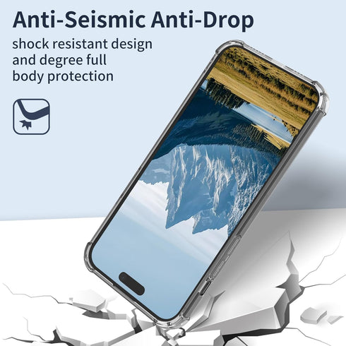 Mxfdegf 16 16 6.1 inch,Black for iPhone case,Slim Transparent Flexible TPU Durable Shockproof Anti-Scratch Anti-Fall