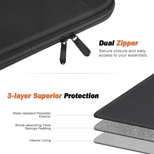 MoKo 12.9 Inch Tablet Sleeve Bag, Waterproof Carrying Case for iPad Pro M4 & Air M2 2024, Galaxy Tab S8+/S9+ (Dark Gray)