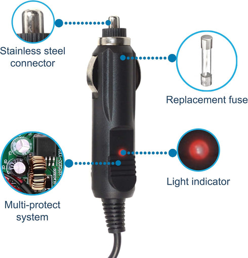 HQRP Car Charger Compatible with Philips 7 9 10 inches Dual Screen Headrest Portable DVD Player