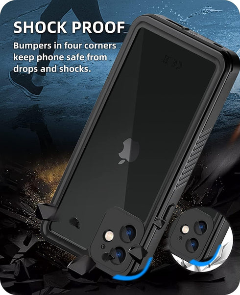WIFORT Waterproof Case for iPhone 11 - Certified Water Proof & Military Protection with Built-in Screen Protector