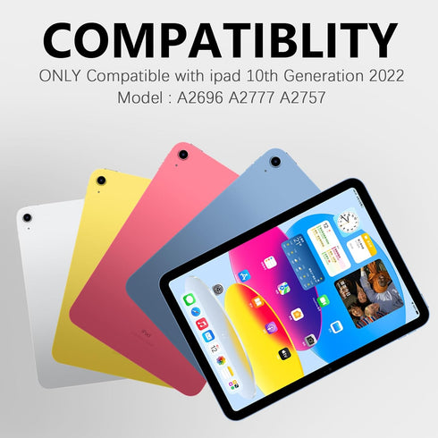 FUWANG for iPad 10th Generation Case with Keyboard 10.9 inch 2022 - Detachable 7 Colors Backlit Wireless Bluetooth Folio Keyboard Case for iPad 10th Generation with Pencil Holder Black