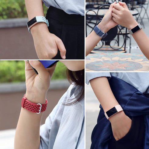 Wepro Black Band Compatible with Fitbit Charge 4/3 for Men and Women, Waterproof Breathable Sport Strap, Small