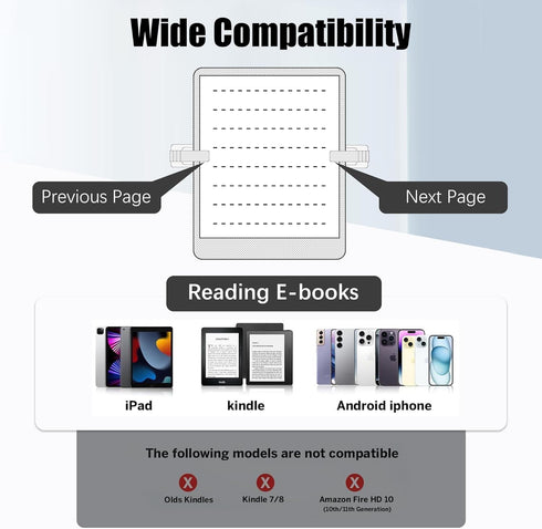 Generic Remote Control Page Turner Ring for Kindle Paperwhite/Scribe/Oasis, Wireless RF Remote Control Clicker