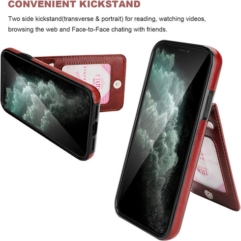 KIHUWEY iPhone 11 Pro Max Case Wallet with Credit Card Holder, Premium Leather Magnetic Clasp, Heavy Duty Cover