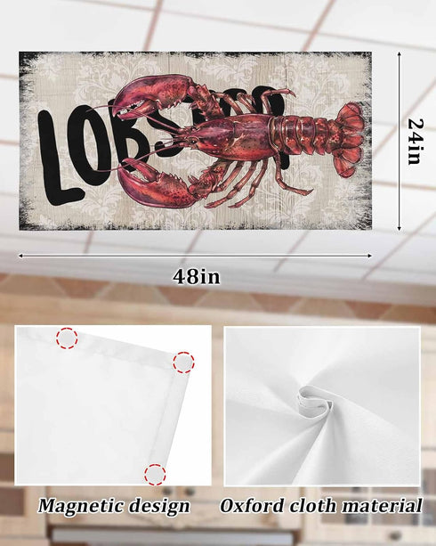 Velvessentia 3 Pack, 4x2 Summer Fluorescent Light Covers for Ceiling Lights Lobster Nautical Magnetic Classroom Light