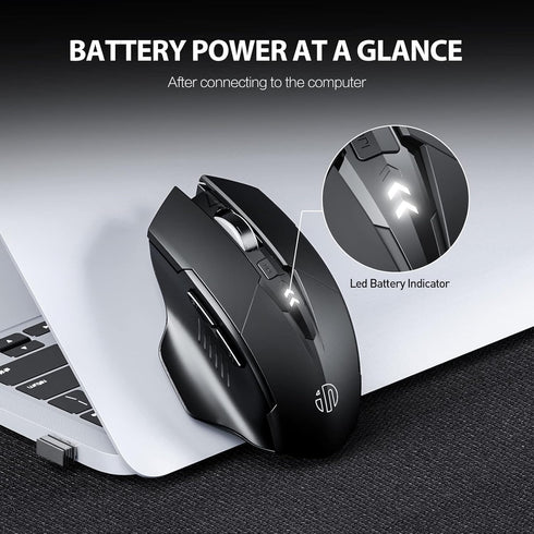 INPHIC Wireless Mouse, Upgraded Battery Level Visible, Large Ergonomic Rechargeable 2.4G Optical PC Laptop Cordless