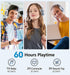 Headphones Wireless Bluetooth,60 Hours Playtime Foldable Lightweight Bluetooth Headphones Wireless Over Ear Wired Hi-Fi Stereo with 6 EQ Modes, Deep Bass Adjustable Headset with Mic, FM, TF for Adults