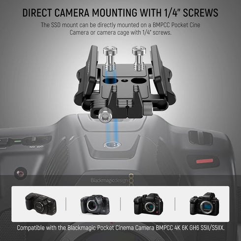 Neewer Mount Bracket SSD Holder with Cold Shoe Cable Clamp for Samsung T5 T7 SSD, Compatible with SmallRig Cage