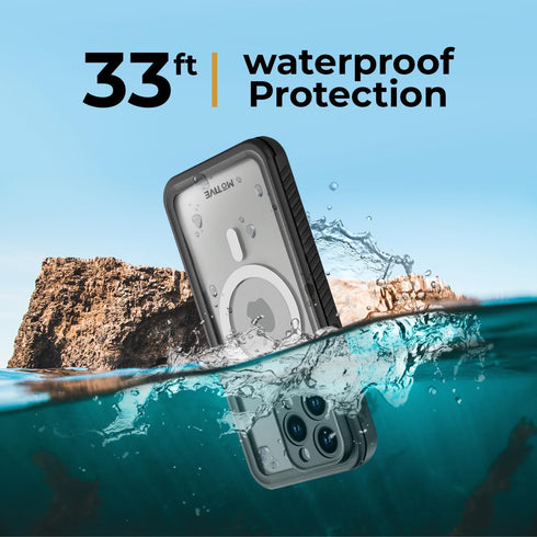 MOTIVE Waterproof Case for iPhone 15 Pro Max, Built-in Screen Protector, Compatible with MagSafe, Dustproof,