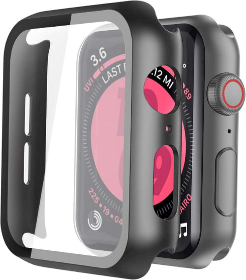 Black Hard Case for Apple Watch SE Series 6/5/4 44mm with Screen Protector