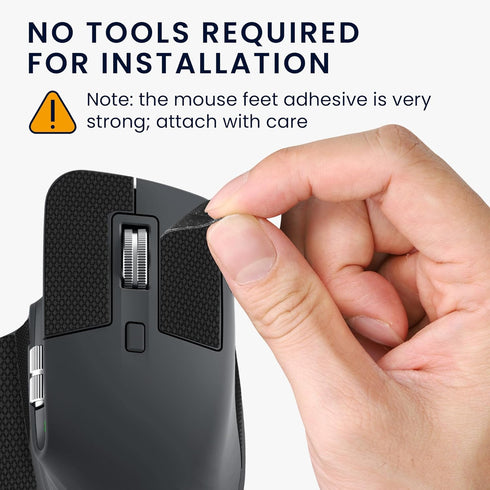 kwmobile Mouse Grip Tape Compatible with Logitech MX Master 3S, Non-Slip Faux Leather Grip Tape - Black