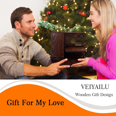 VEIYAILU Gifts for Men Women Brother Boss Boyfriend Him Nightstand Organizer Gifts for Dad from Daughter Son Wood Phone
