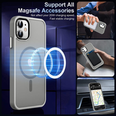 MOCCA Strong Magnetic Case for iPhone 11, Compatible with MagSafe, Slim Thin Shockproof Cover, Titanium Gray