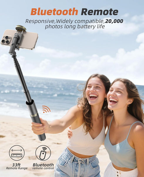Vimose 62" Phone Tripod & Selfie Stick with Remote, Portable, Lightweight for Video Recording Vlog, Extendable Travel