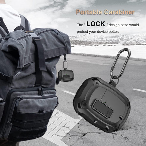 Olytop Rugged Armor Case for Google Pixel Buds Pro 2022 with Lock Clip & Cleaner Pen, Shockproof Hard Cover with