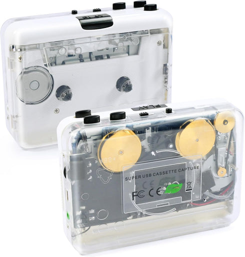 Burtowic Auto Reverse Clear Stereo Cassette Player,Built-in Cool Copper Wheel MovementEarphone,Cassette Tape to