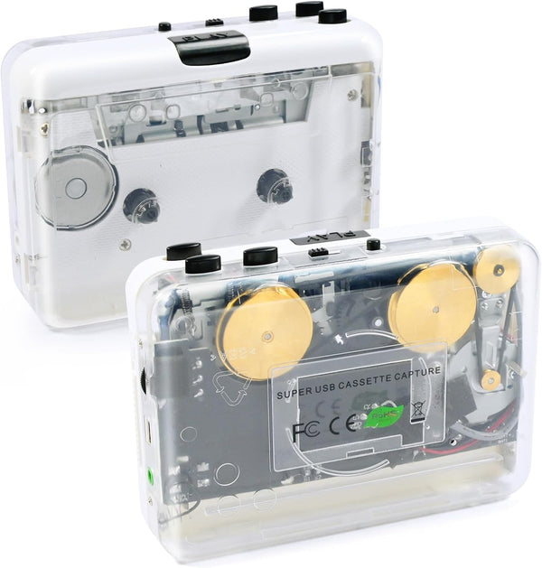 Burtowic Auto Reverse Clear Stereo Cassette Player,Built-in Cool Copper Wheel MovementEarphone,Cassette Tape to