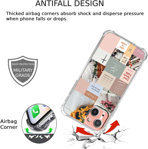 iPhone 13 Bible Verse Collage Case, Trendy Jesus Quote Cover, Soft TPU, Unique Christian Positivity for Men & Women.