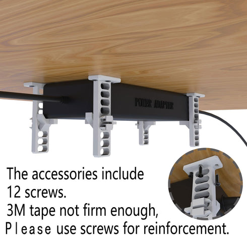 LekWinGi Universal Under Desk Mount for Power Brick Holder Docking Station Mount Power Strip (Black)