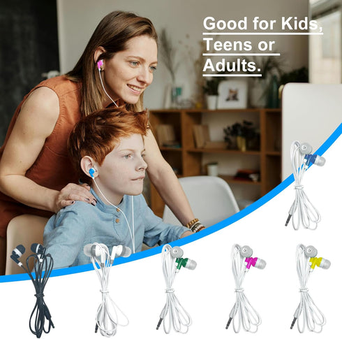 60 Pack Use(6 Earbuds Bulk Kids Classroom Headphones for School Travel or Home Color)