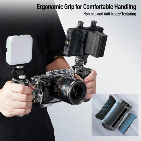 SIRUI Locating Side Handle for ARRI or NATO Mount, Lightweight Camera Cage Grip with Built-in Wrench, Cold Shoe,