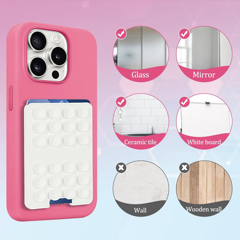 2 PCS Silicone Suction Cup Phone Case Card Holder - Hands-Free, Sturdy Grip Holder, Suitable for Storing Bus Passes, ID