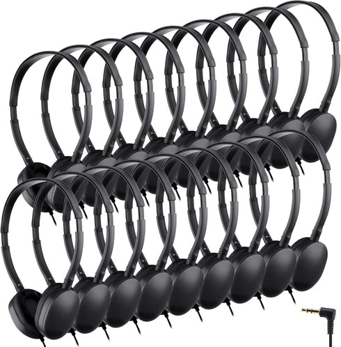 Konohan 18 Pack Kids Headphones Bulk | Classroom Set of Adjustable 3.5mm Wired Headphones for School