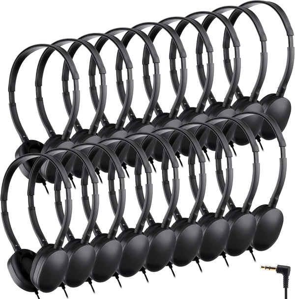 Konohan 18 Pack Kids Headphones Bulk | Classroom Set of Adjustable 3.5mm Wired Headphones for School