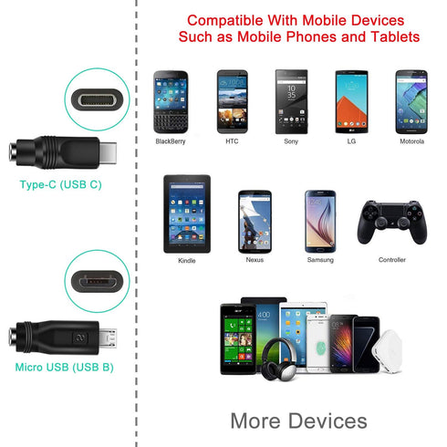 MEROM Universal 5V DC Power Cable, USB to DC 5.5x2.1mm Charging Cord with 8 Connector Tips (5.5x2.5, 4.8x1.7, 4.0x1.7,