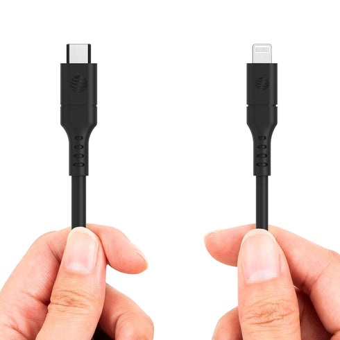AT&T USB C to Lightning Fast Charging Cable for Apple iPhone, iPad, Samsung Galaxy, Google Pixel (Black, 6 Ft)