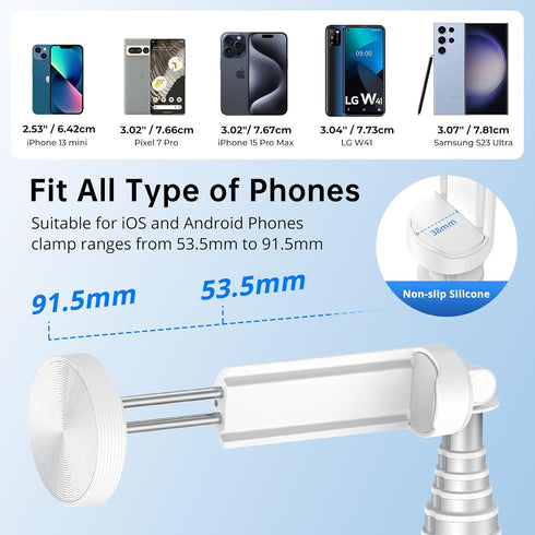 SYNCWIRE 55" Selfie Stick Tripod, Extendable Aluminum Phone Tripod with Rechargeable Bluetooth Remote, Compatible with