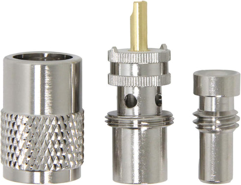 PL 259 Connectors, 5-Pack PL-259 UHF Male Solder Connector Plug with Reducer, Teflon Material 50ohm for RG59, RG8, RG8x, LMR-400, RG-213 Coaxial Cable Compatiable with Ham Radio Antenna by RFAdapter