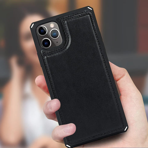 iCoverCase Wallet Phone Case for iPhone 11 Pro 5.8 Inch with Card Holder for Women, RFID Blocking (Macaron Black)