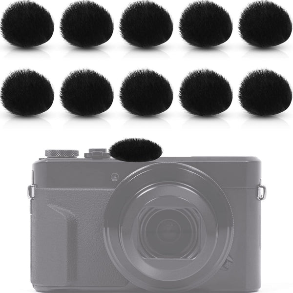 10 Pieces Camera Mic Windscreen Furry Wind Muff Cover for DSLRs, Outdoor Wind Filter for Built-in Microphone