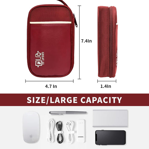 Portable Waterproof Travel Cable Organizer Bag Pouch for Electronic Accessories, Charger, Phone, Hard Drive, SD Card -