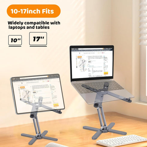 Laptop Stand with 360 Rotating Base, Metal Holder for Desk, Fits All MacBook, Laptops up to 16 inches