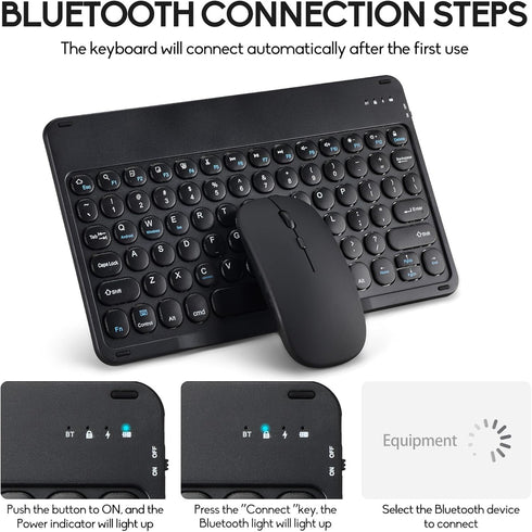 Ultra-Slim Bluetooth Keyboard and Mouse, Portable Mini Wireless Keyboard for Apple iPad iPhone Samsung Android Windows