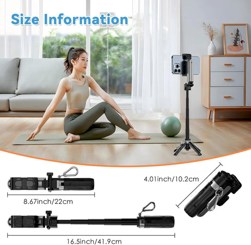 CloudValley 3-in-1 PocketFlex Mini Tripod with Zoom Control, Pocket Size Phone Holder Selfie Stick, [Compatible