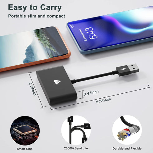 Wireless Android Auto Adapter Dongle, Plug-in via USB, Compatible with Android Phone & Car Factory Wired