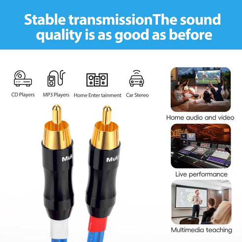 KK Cable Q-P2 18 Gauge OFC Speaker Wire Pair with RCA Male to 2 Pair Banana Plugs, 3M (9.8ft)